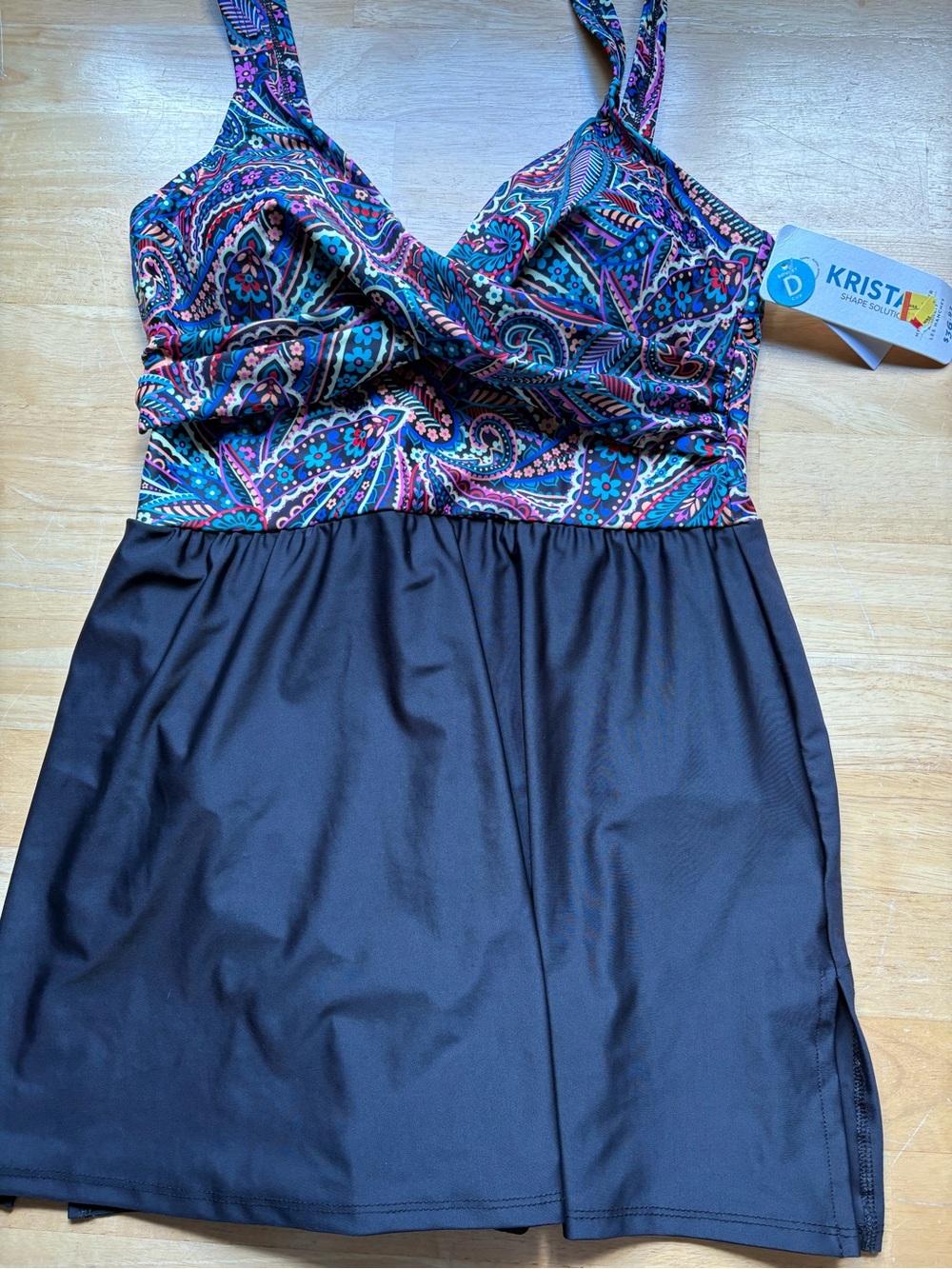 Girls' Black Dress with Multicolor Paisley Bodice